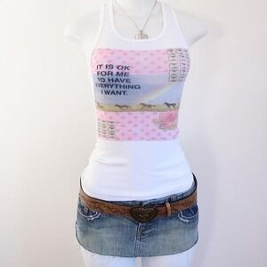 y2k polka dot horse graphic lace cami indie weirdcore top size S